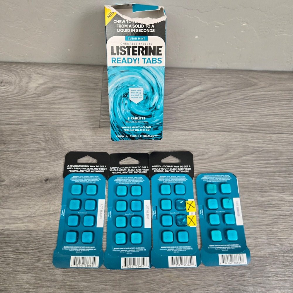 Listerine Blue Ready! Tabs 30ct Clean Mint Chewable Tablets Fresh Breath Retired